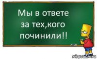 Мы в ответе
за тех,кого починили!!