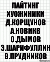 лайтинг хуожиники д.корщунов а.новикв о.дымов э.шарифуллин в.прудников