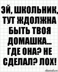 Эй, школьник, тут ждолжна быть твоя домашка... где она? не сделал? лох!