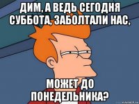 дим, а ведь сегодня суббота, заболтали нас, может до понедельника?