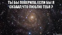 ты бы поверила, если бы я скзаал,что люблю тебя ? 