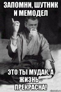 запомни, шутник и мемодел это ты мудак, а жизнь - прекрасна!