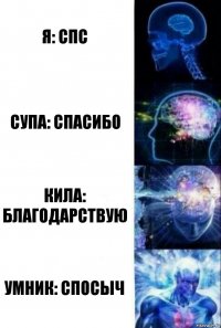 я: спс супа: спасибо кила: благодарствую умник: Спосыч