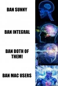 Ban SUNNY Ban iNTEGRAL Ban Both of them! Ban MAC users