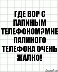 Где вор с папиным телефоном?Мне папиного телефона очень жалко!