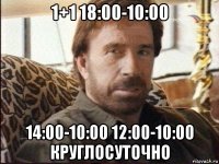 1+1 18:00-10:00 14:00-10:00 12:00-10:00 круглосуточно