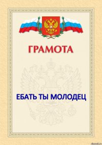    ЕБАТЬ ТЫ МОЛОДЕЦ 