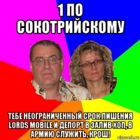 1 по сокотрийскому тебе неограниченный срок лишения lords mobile и депорт в залив хоп, в армию служить, крош!