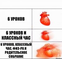 6 уроков 6 уроков и классный час 6 уроков, классный час, физ-ра и родительское собрание