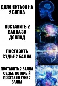 Доложиться на 2 балла Поставить 2 балла за доклад Поставить судье 2 балла Поставить 2 балла судье, который поставил тебе 2 балла