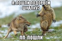 я: пошли подорвём шкалку? лп: пошли