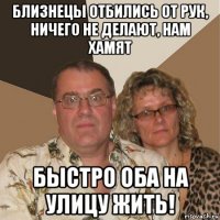 близнецы отбились от рук, ничего не делают, нам хамят быстро оба на улицу жить!