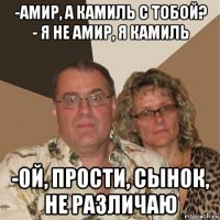 -амир, а камиль с тобой? - я не амир, я камиль -ой, прости, сынок, не различаю