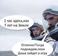 1 час здесь,как 7 лет на Земле Отлично!Тогда подождем,пока Даша зайдет в игру