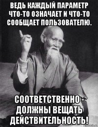 ведь каждый параметр что-то означает и что-то сообщает пользователю. соответственно - должны вещать действительность!