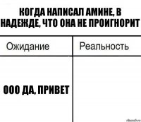 Когда написал Амине, в надежде, что она не проигнорит ООО да, привет 