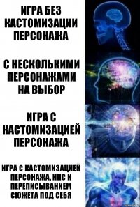 игра без кастомизации персонажа с несколькими персонажами на выбор игра с кастомизацией персонажа игра с кастомизацией персонажа, нпс и переписыванием сюжета под себя