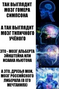 Так выглядит мозг Гомера Симпсона А так выглядит мозг типичного учёного Это - мозг Альберта Эйнштейна или Исаака Ньютона А это, друзья мои, мозг российского либерала (в его мечтаниях)