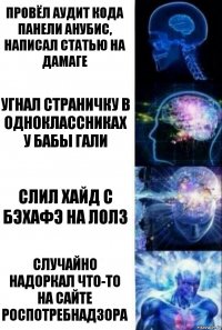 ПРОВЁЛ АУДИТ КОДА ПАНЕЛИ АНУБИС, НАПИСАЛ СТАТЬЮ НА ДАМАГЕ УГНАЛ СТРАНИЧКУ В ОДНОКЛАССНИКАХ У БАБЫ ГАЛИ СЛИЛ ХАЙД С БЭХАФЭ НА ЛОЛЗ СЛУЧАЙНО НАДОРКАЛ ЧТО-ТО НА САЙТЕ РОСПОТРЕБНАДЗОРА