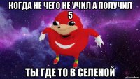 когда не чего не учил а получил 5 ты где то в селеной