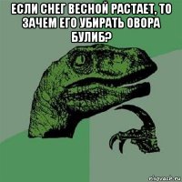 если снег весной растает, то зачем его убирать овора булиб? 