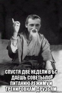  спустя две недели в бс даешь советы по питанию,режиму и тренировкам друзьям