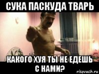 сука паскуда тварь какого хуя ты не едешь с нами?