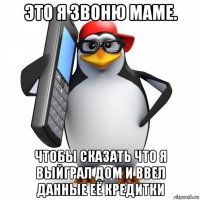 это я звоню маме. чтобы сказать что я выйграл дом и ввел данные её кредитки