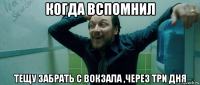 когда вспомнил тещу забрать с вокзала ,через три дня