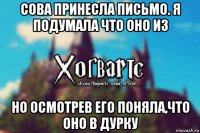 сова принесла письмо. я подумала что оно из но осмотрев его поняла,что оно в дурку