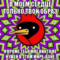 в моем сердце только твой образ и кроме тебя мне никто не нужен в этом мире. ване