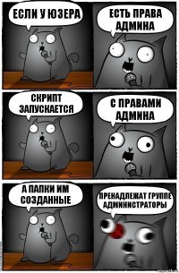 если у ЮЗЕРА есть права админа скрипт запускается с правами админа а папки им созданные Пренадлежат группе АДМИНИСТРАТОРЫ