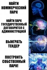 Найти коммерческий парк Найти парк государственный договорится с администрацией Выиграть тендер Построить собственный парк!