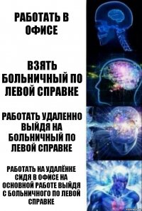 Работать в офисе Взять больничный по левой справке Работать удаленно выйдя на больничный по левой справке Работать на удалёнке сидя в офисе на основной работе выйдя с больничного по левой справке