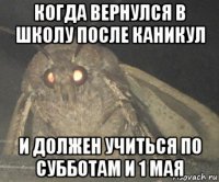 когда вернулся в школу после каникул и должен учиться по субботам и 1 мая