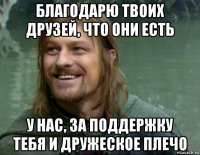 благодарю твоих друзей, что они есть у нас, за поддержку тебя и дружеское плечо