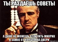 ты раздаёшь советы а даже не можешь отличить микрик в замке от концевика двери