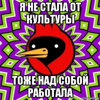 я не стала от культуры тоже над собой работала