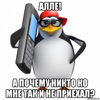 алле! а почему никто ко мне так и не приехал?