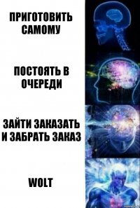 Приготовить самому Постоять в очереди Зайти заказать и забрать заказ Wolt