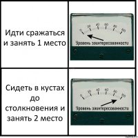 Идти сражаться и занять 1 место Сидеть в кустах до столкновения и занять 2 место