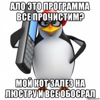 ало это программа все прочистим? мой кот залез на люстру и все обосрал