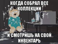 когда собрал все коллекции и смотришь на свой инвентарь