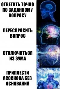 ответить точно по заданному вопросу переспросить вопрос отключиться из зума приплести Асоскова без оснований