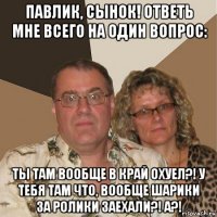 павлик, сынок! ответь мне всего на один вопрос: ты там вообще в край охуел?! у тебя там что, вообще шарики за ролики заехали?! а?!