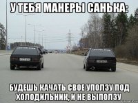 у тебя манеры санька: будешь качать свое уползу под холодильник, и не выползу