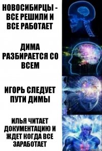 Новосибирцы - все решили и все работает Дима разбирается со всем Игорь следует пути Димы Илья читает документацию и ждет когда все заработает