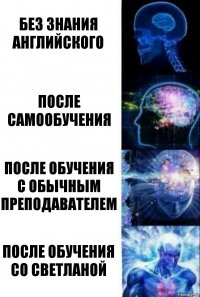 Без знания английского После самообучения После обучения с обычным преподавателем После обучения со Светланой