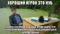 хороший игрок это нуб а задрот это профи-но в наше время задрот это оскорбления маньяк озабоченый долбанутый не харизматичный