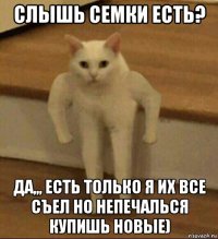 слышь семки есть? да,,, есть только я их все съел но непечалься купишь новые)